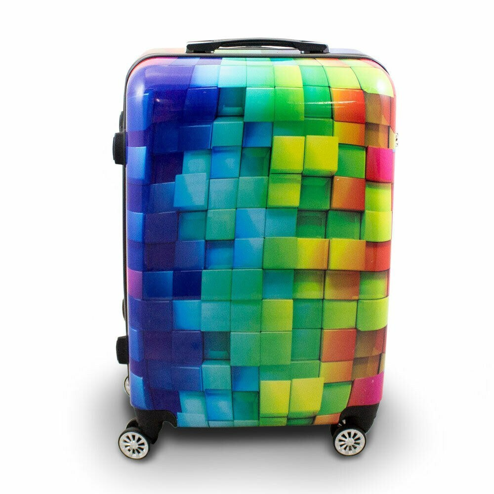 Sada cestovních kufrů na kolečkách CUBE 3ks SET barevné lehké M17008